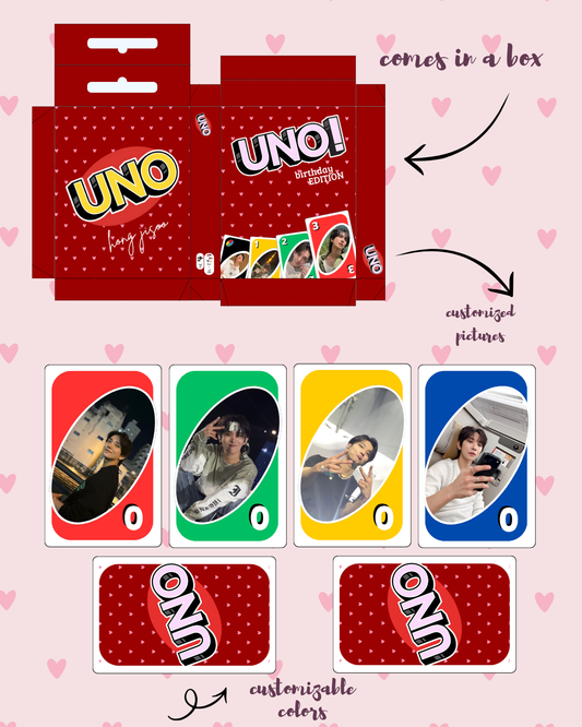 UNO Customized Cards with personalized pictures and colors, 56 double-sided cards in a box